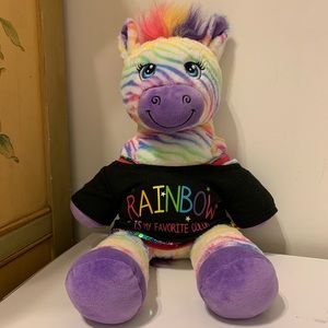Build a Bear Rainbow Zebra Plush animal & outfit